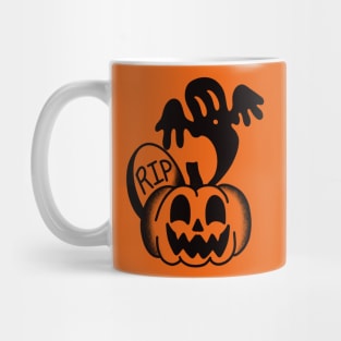 Vintage Halloween in traditional tattoo style. Mug